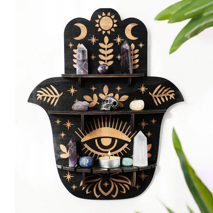 Hamsa hand crystal shelf