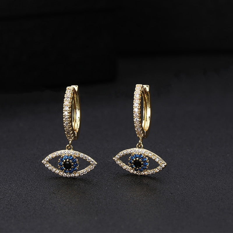 Blue Crystal Hoop Earrings