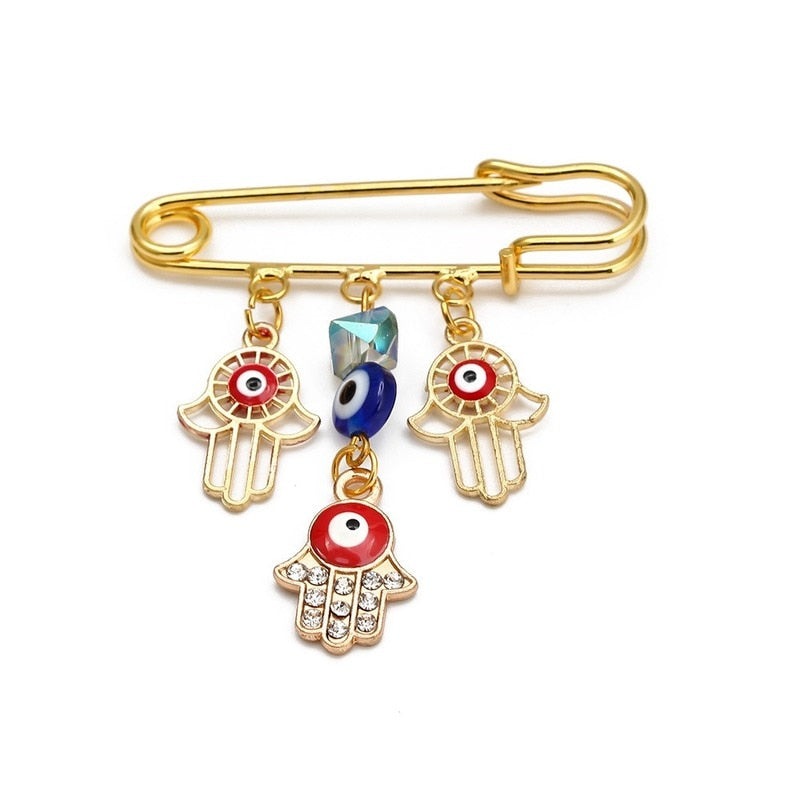 Elegant Geometric Turkish Evil Eye Brooches for Trendy Women - Gold and Silver Color Options