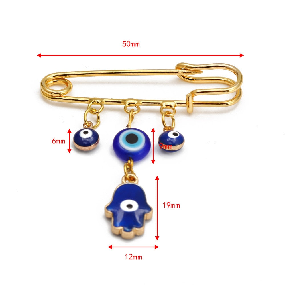 Elegant Geometric Turkish Evil Eye Brooches for Trendy Women - Gold and Silver Color Options