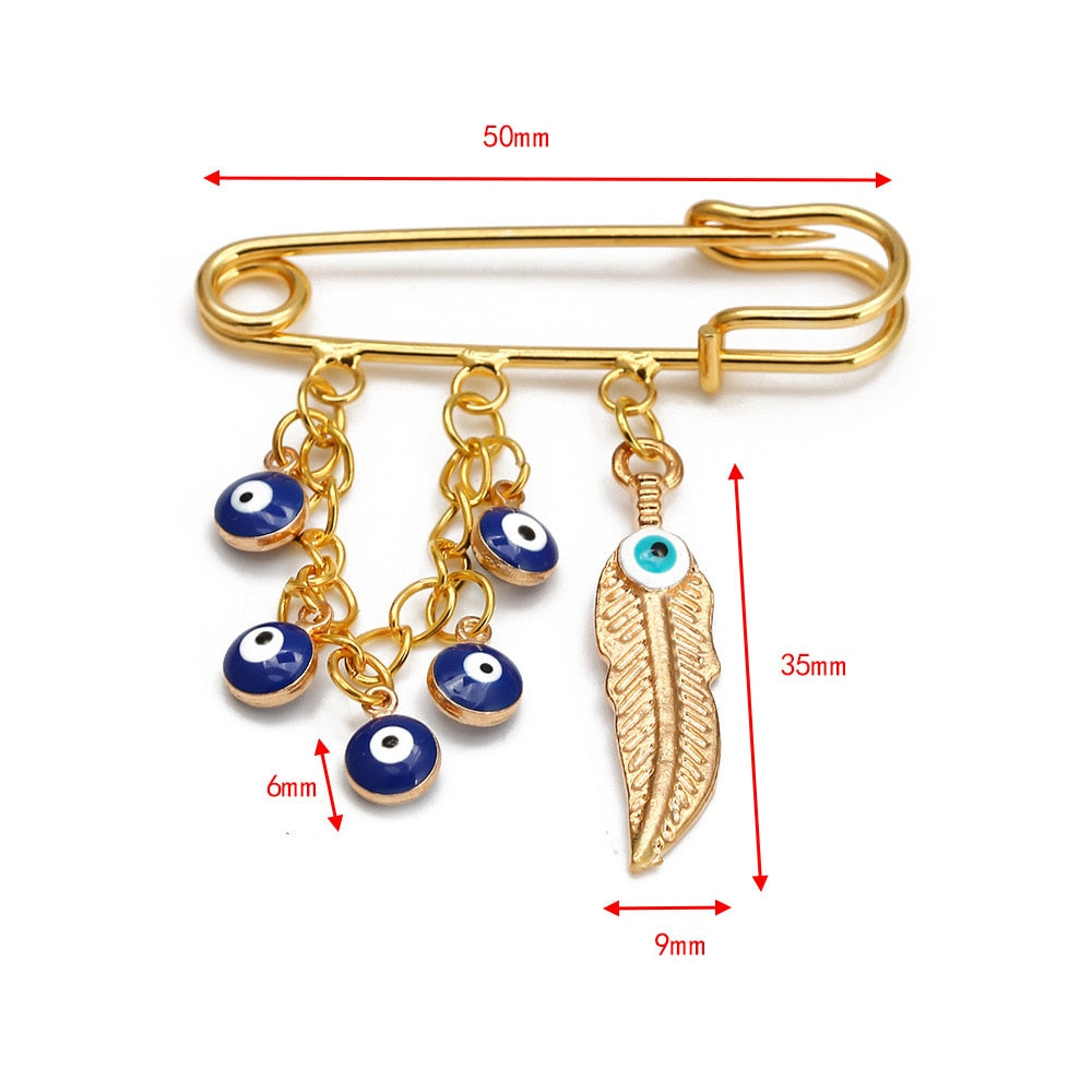 Elegant Geometric Turkish Evil Eye Brooches for Trendy Women - Gold and Silver Color Options