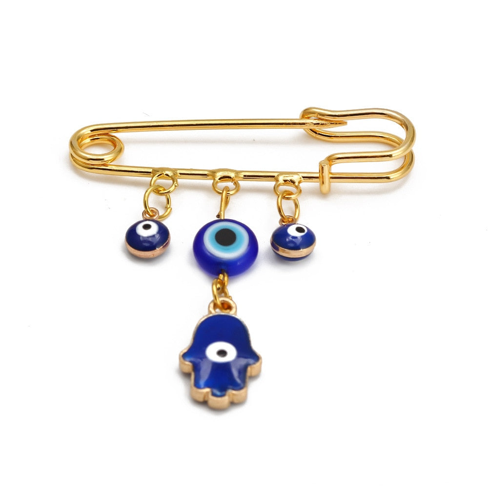 Elegant Geometric Turkish Evil Eye Brooches for Trendy Women - Gold and Silver Color Options