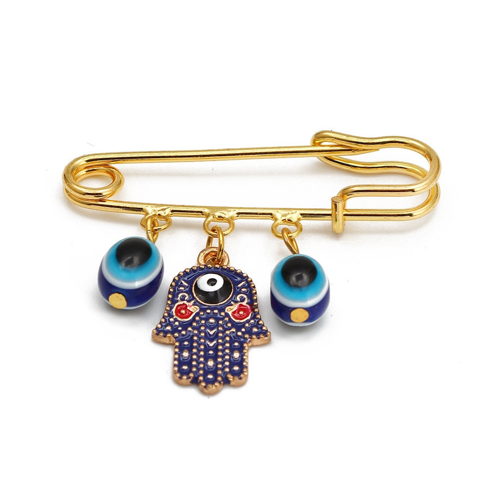 Elegant Geometric Turkish Evil Eye Brooches for Trendy Women - Gold and Silver Color Options