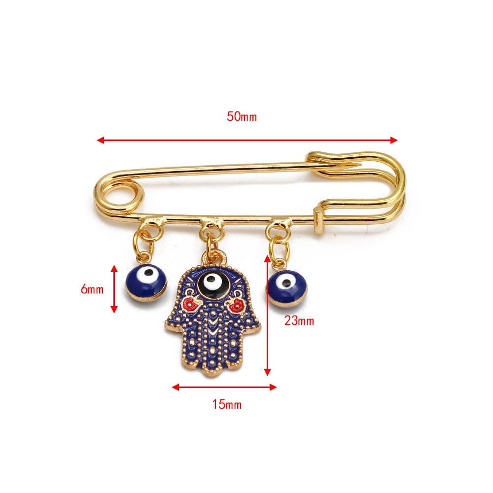 Elegant Geometric Turkish Evil Eye Brooches for Trendy Women - Gold and Silver Color Options