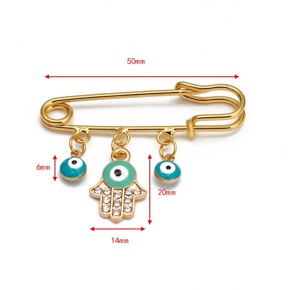 Elegant Geometric Turkish Evil Eye Brooches for Trendy Women - Gold and Silver Color Options