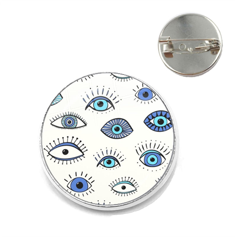 Evil Eye Gallery Exclusive: Unisex Round Evil Eye Brooch with Zinc Alloy – Ideal Fashion Gift