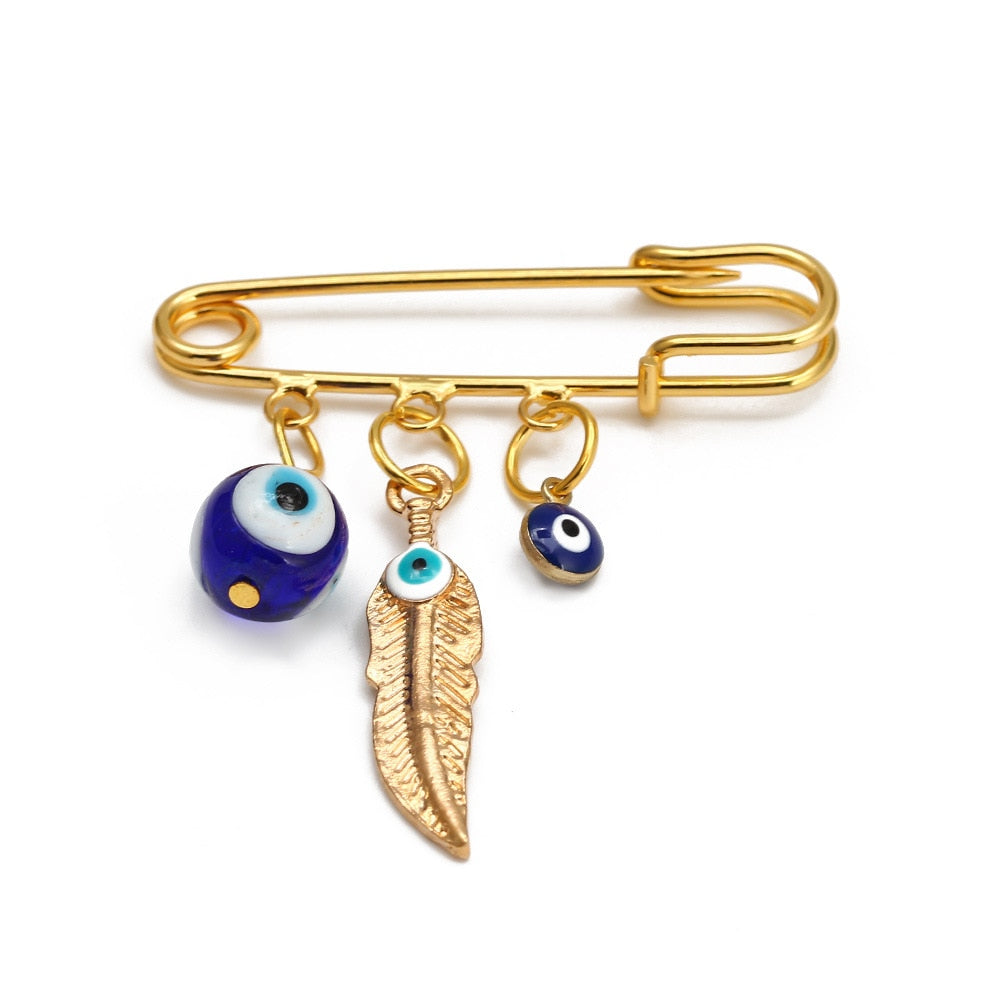 Elegant Geometric Turkish Evil Eye Brooches for Trendy Women - Gold and Silver Color Options