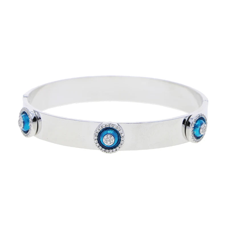 Platinum Evil Eye Bangle