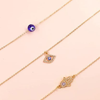 Mystical Turkish-Inspired Evil Eye and Hamsa Hand Zirconia Pendant Choker Necklace - Dainty, Lucky Charm Jewelry for Women and Girls