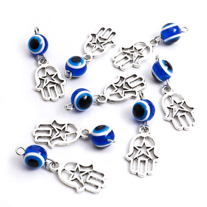 Authentic Turkish Hamsa Hand & Evil Eye Charms Set – Timeless Blue Amulet Pendants for DIY Jewelry Creations