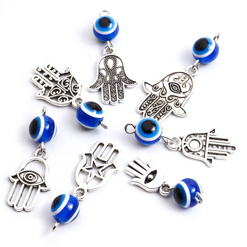 Authentic Turkish Hamsa Hand & Evil Eye Charms Set – Timeless Blue Amulet Pendants for DIY Jewelry Creations