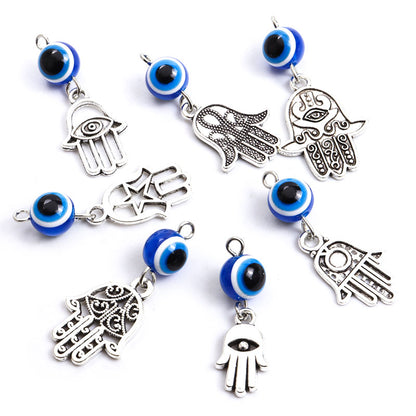 Authentic Turkish Hamsa Hand & Evil Eye Charms Set – Timeless Blue Amulet Pendants for DIY Jewelry Creations
