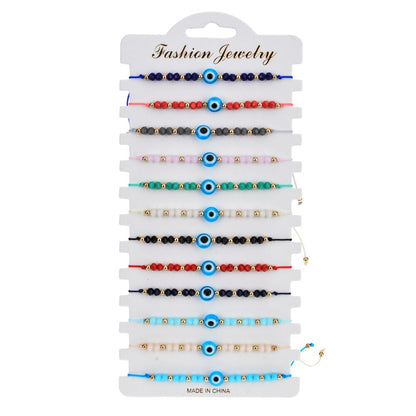 Set of 12 Intricately Woven Turkish Blue Eye Crystal Bracelets: A Handcrafted Accessory Perfect for Women’s Parties, Birthdays and Everyday Style