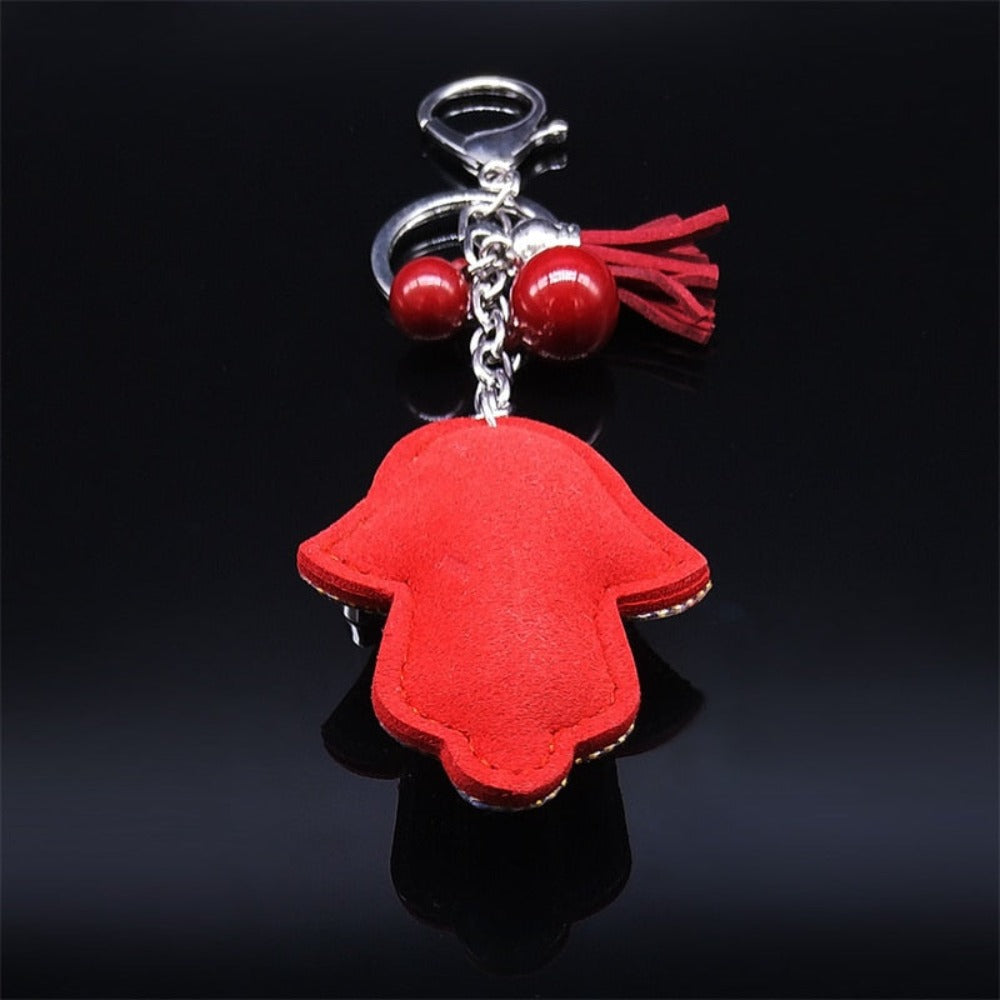 Protect Your Good Luck: Red Crystal Turkish Eye Hamsa Hands Keychains