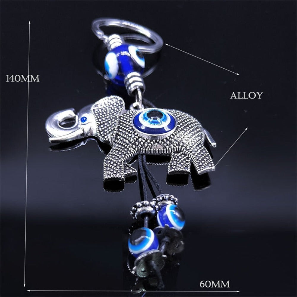 Evil Eye Elephant Key Ring