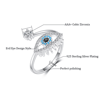 Women's Originality Girl Open Ring Evil Eye Zircon Sparkling Birthday Gift Jewelry