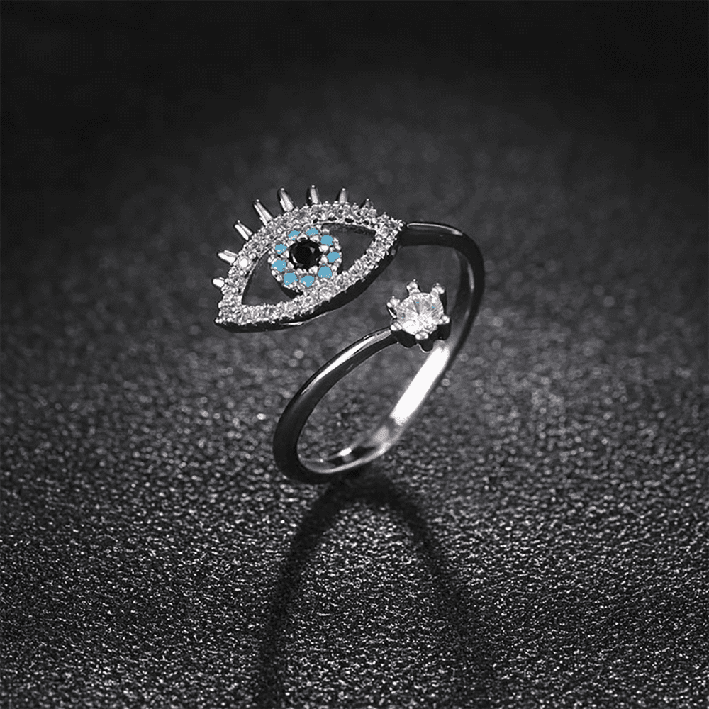 Women's Originality Girl Open Ring Evil Eye Zircon Sparkling Birthday Gift Jewelry